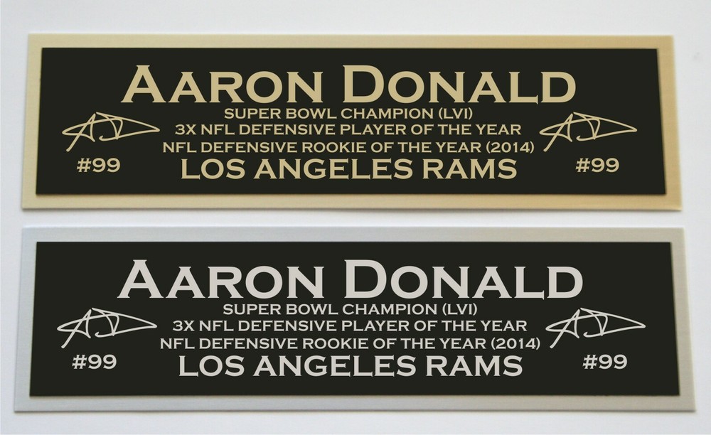 Aaron Donald Autographed Jersey Nameplate for Helmets & Photos-image