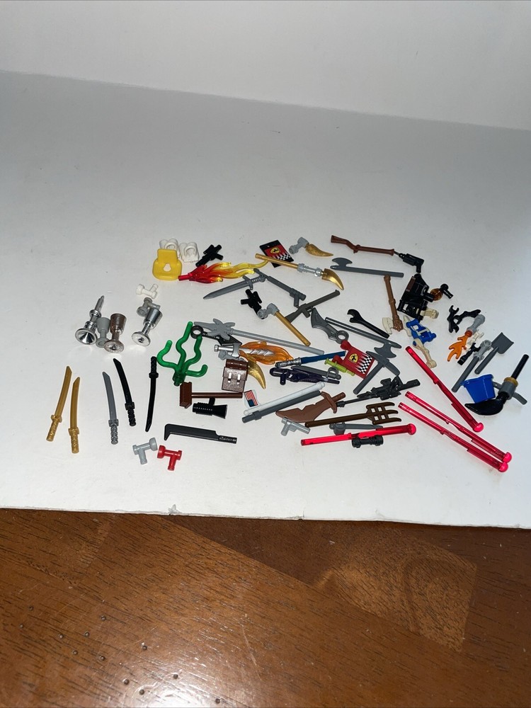 Large Lot Of Assorted Lego Mini Figure Accessories Mostly Weapons