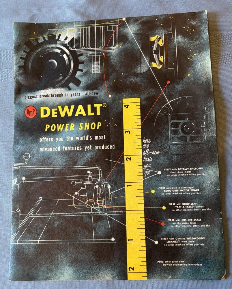 1959 Tri-fold Brochure DeWalt Power Shop Power Tools
