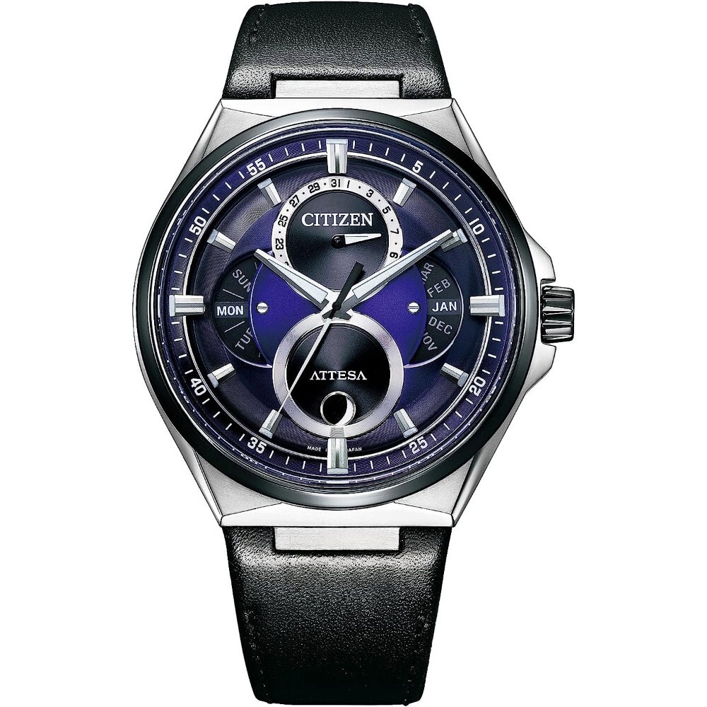 Citizen Attesa Blue Dial Black Leather Strap Men Watch BU0066-11W