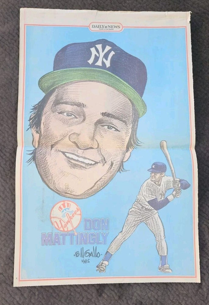 Don Mattingly N. Y. Yankees Daily News Comic Poster 1985 - Vintage