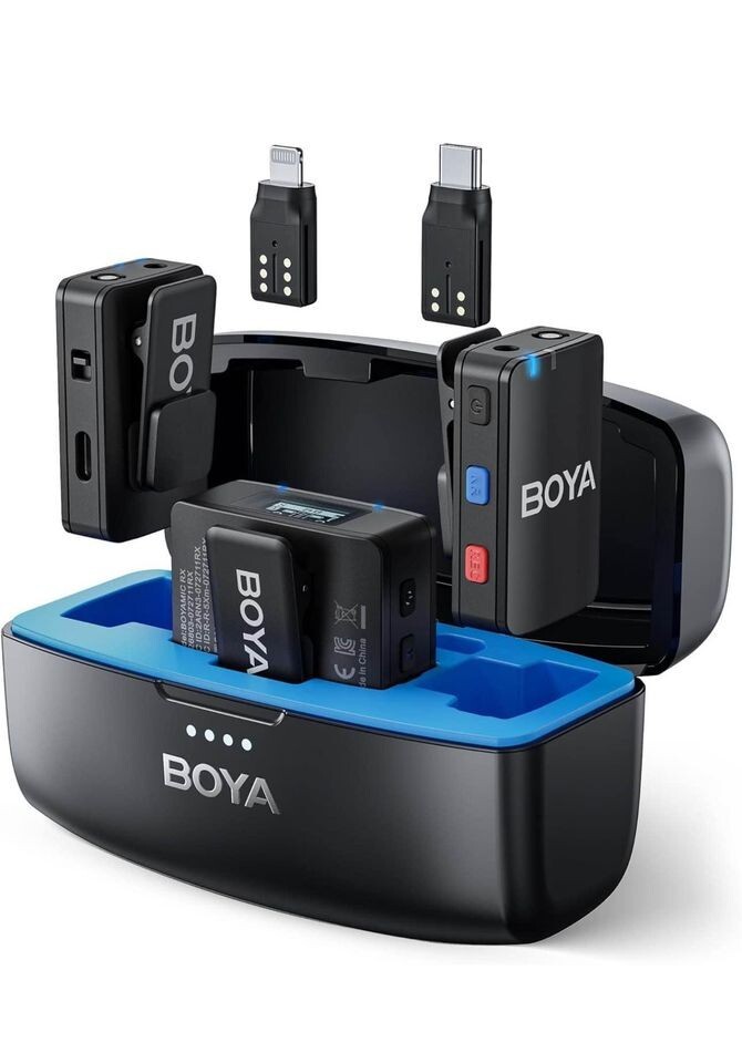 BOYAMIC Wireless Lavalier Microphone with MFi Certified Lightning & USB-C
