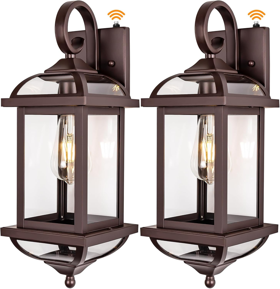18” Bronze Outdoor Light Fixtures with Dusk to Dawn Sensor 2-Pack, Anti-Rust Alu