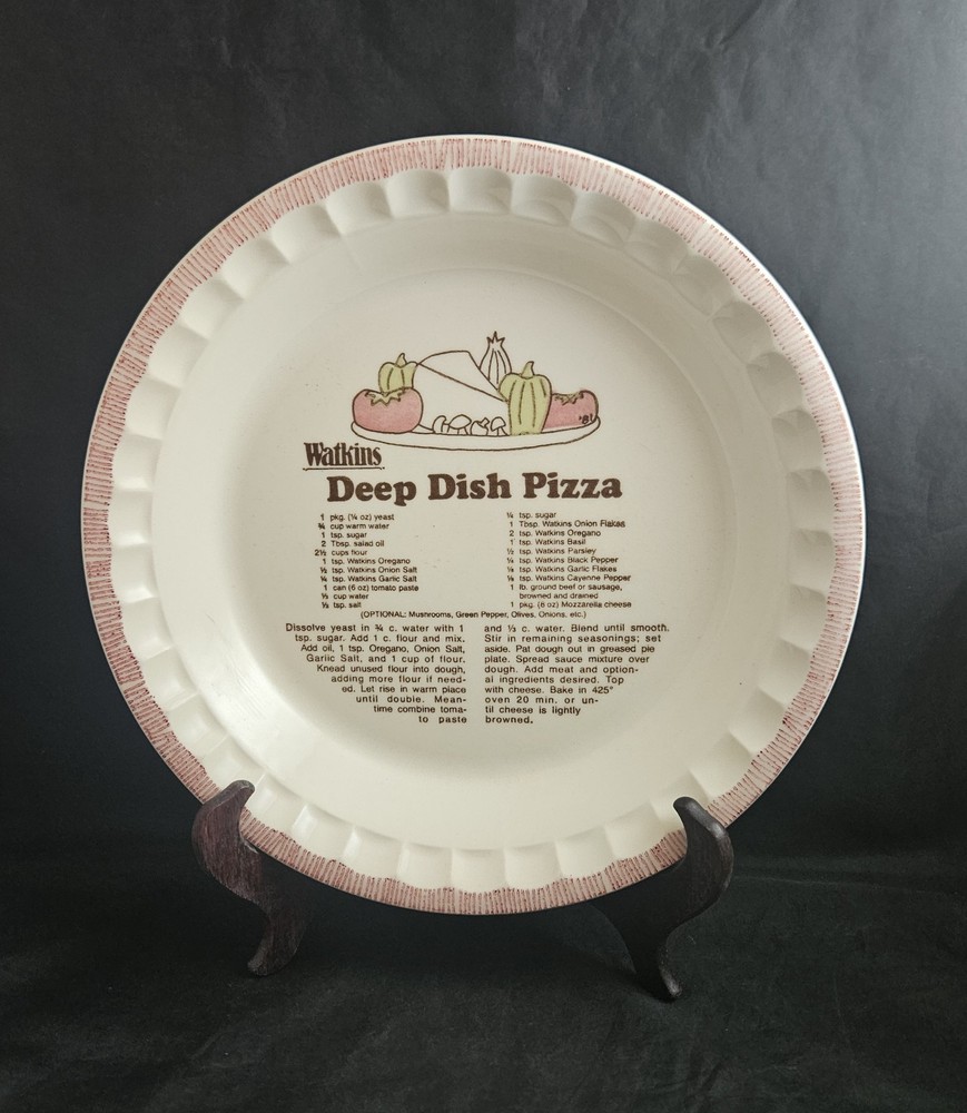 Vintage Watkins Deep Dish Pizza Pan with Classic Recipe