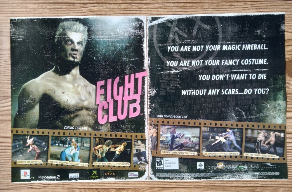 Authentic 2004 Fight Club PS2 Xbox Promo Art Print Ad Poster-image