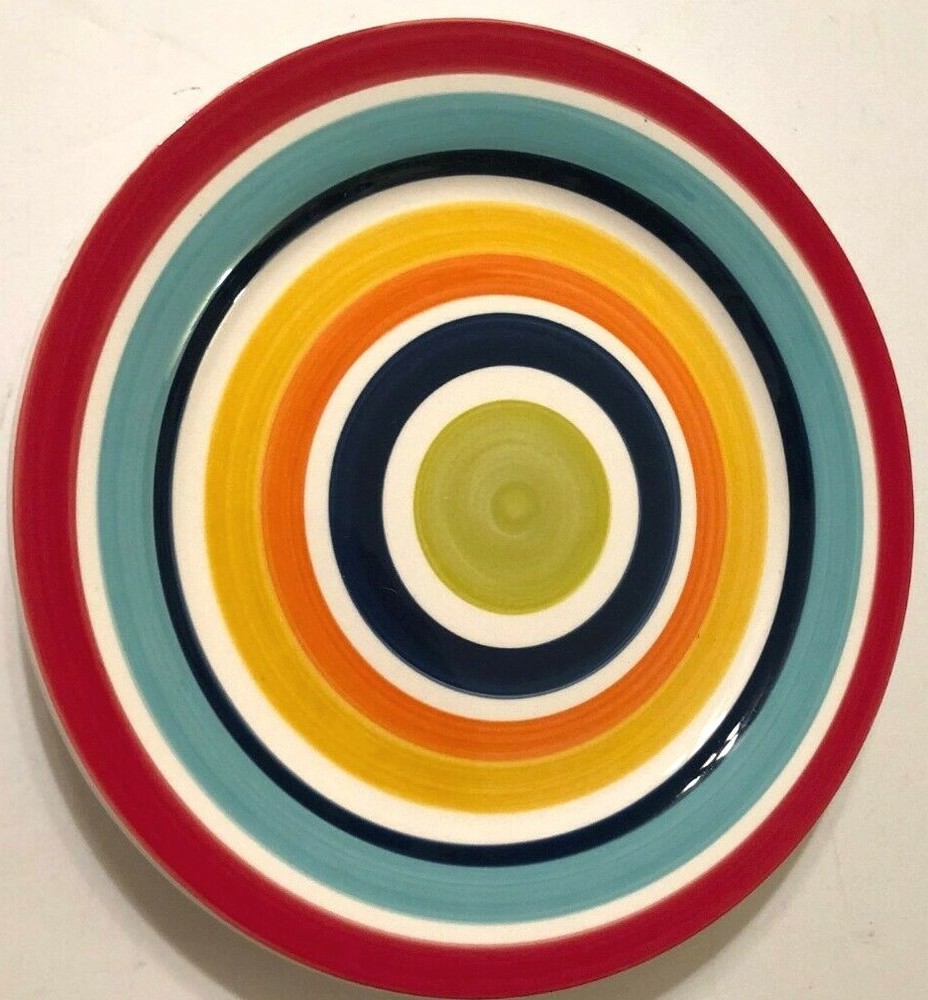 Mainstays Contemporary Muti-Color Swirl Circles Designs Ceramic Salad Plate 8