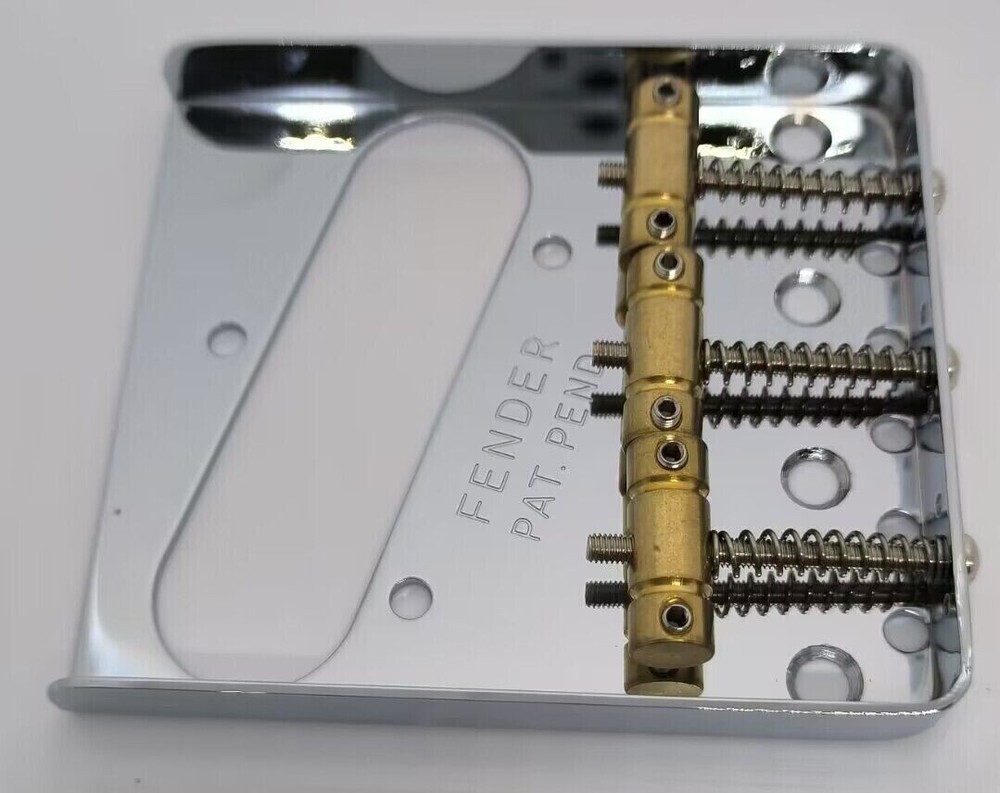 Chrome Fender Vintage Style Telecaster guitar Bridge Brass Saddles Through Body