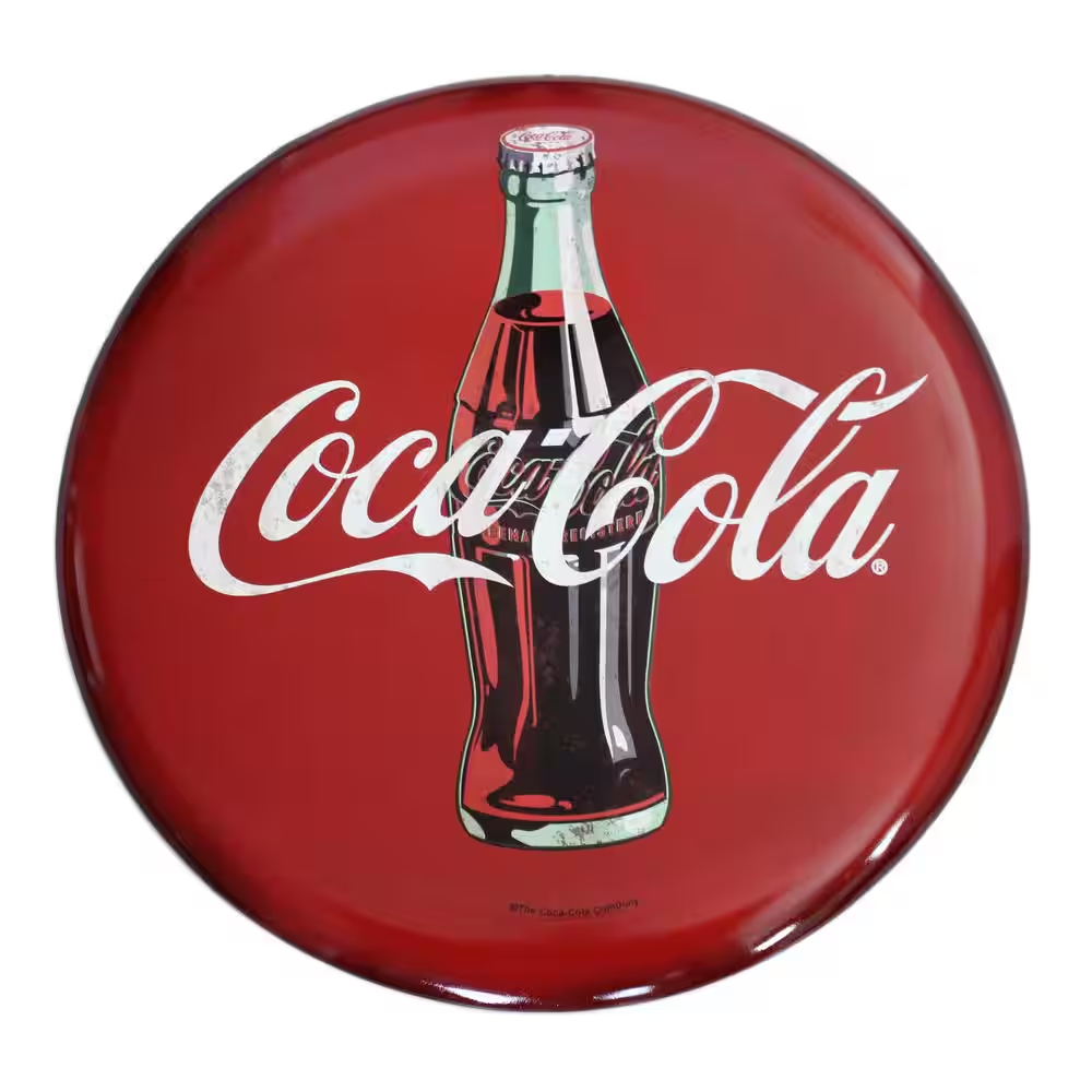 24 In. X 24 In. Coca-Cola Hollow Curved Tin Button Sign