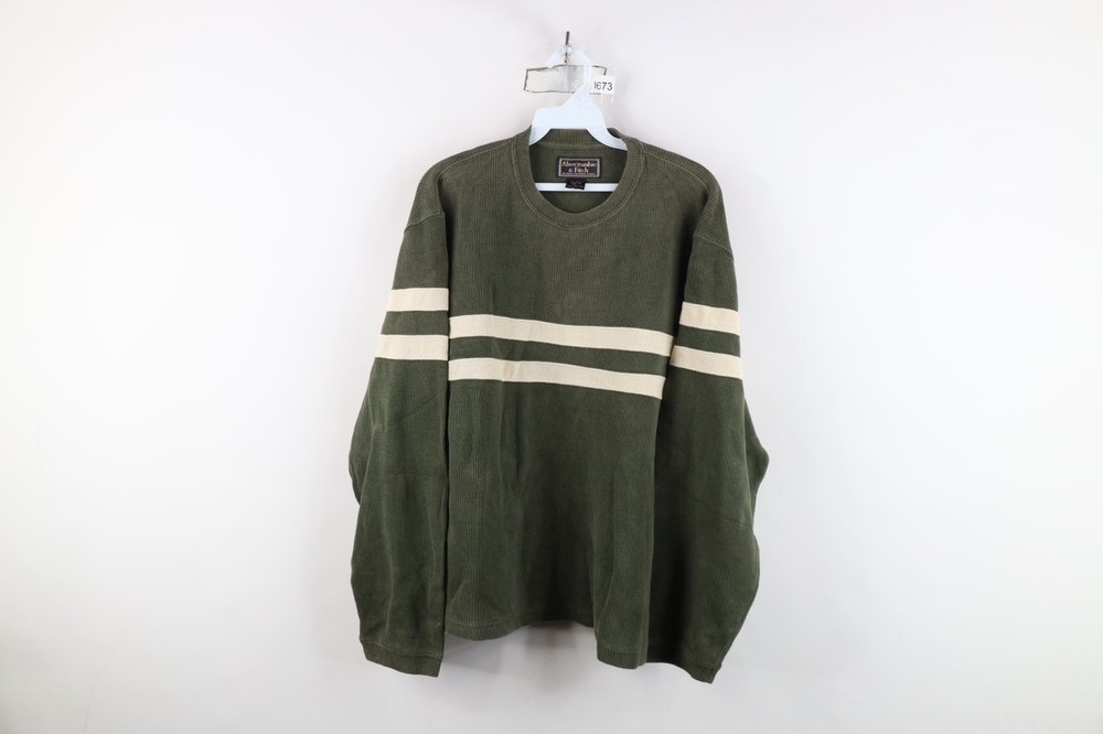 Vtg 90s Abercrombie & Fitch Mens L Faded Heavy Ribbed Knit Long Sleeve T-Shirt-image