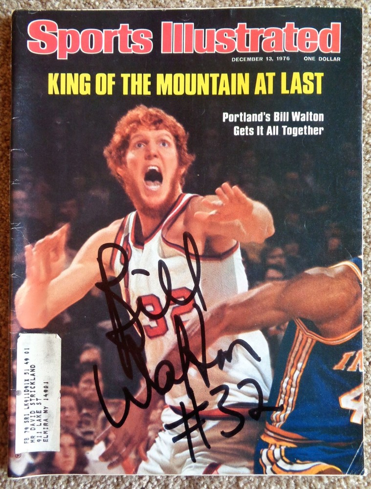 Signed BILL WALTON Sports Illustrated Magazine Portland Blazers Autograph 1976