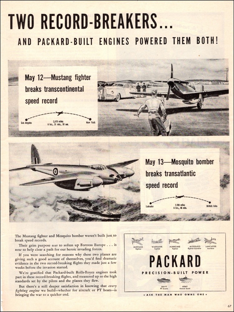 1944 WW2  PACKARD Built Rolls Royce Engines Power U.S. P-51 RAF Mosquito 022123