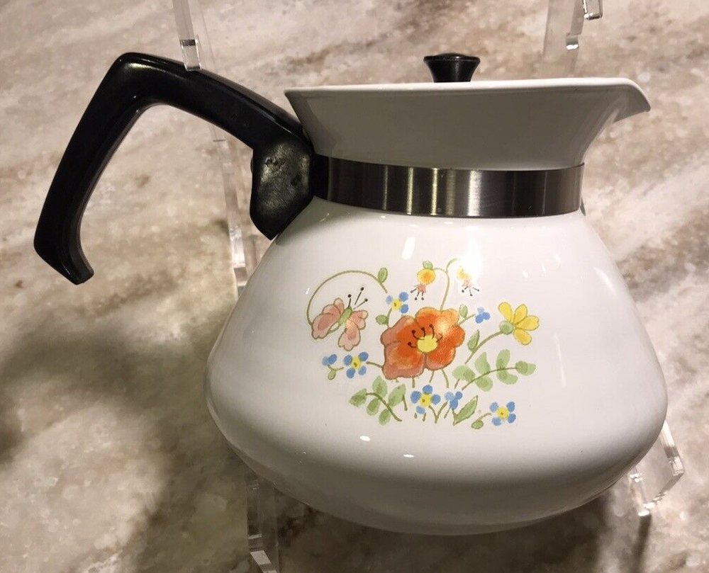 Corning Ware 6 cup Kettle Metal Lid Wildflower Pattern Vintage Kitchen Stove Top