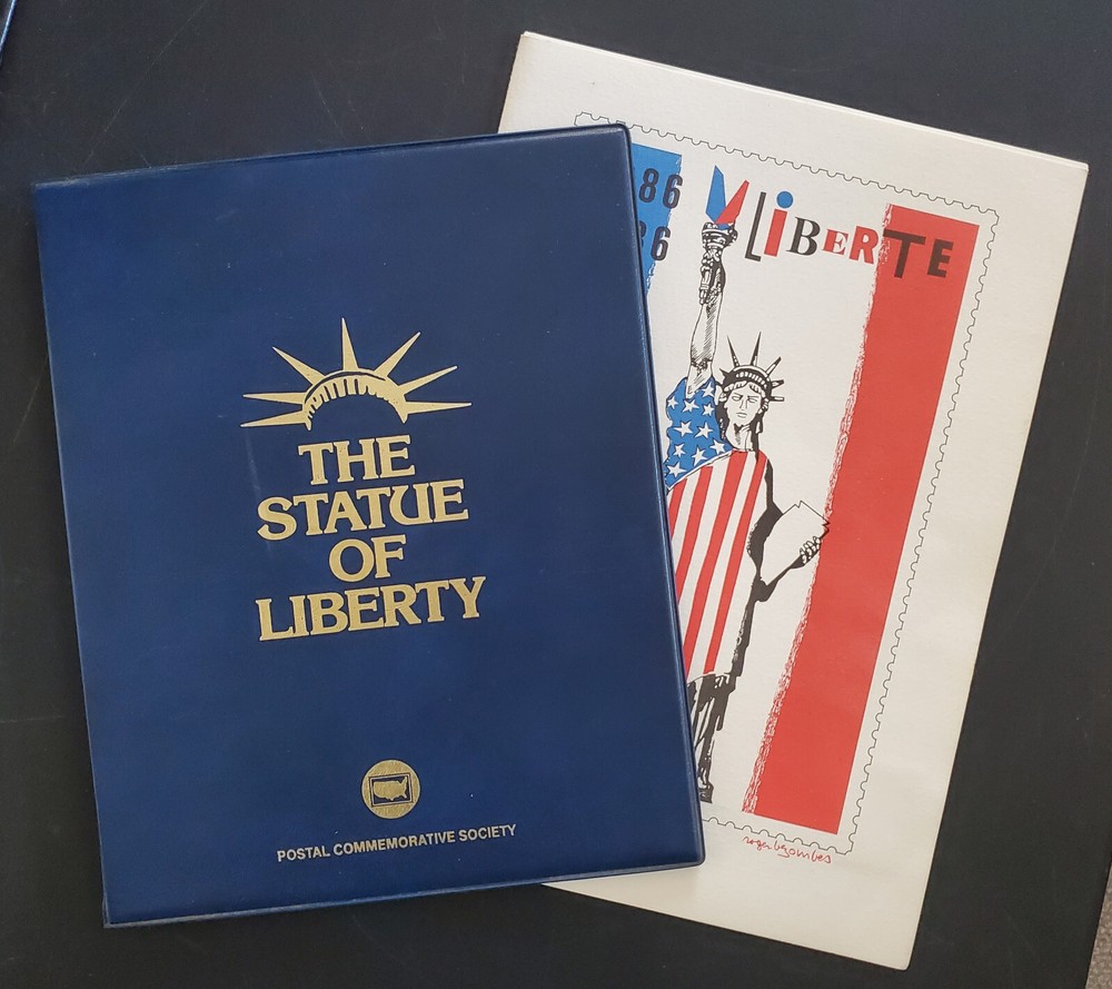 1986 France/US Statue of Liberty Engraving Folder with Mint Stamps, FDCs, + More