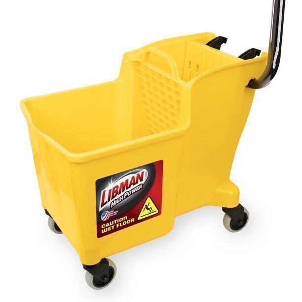 32 Qt Commercial Rolling Mop Bucket with Wringer and Side Press Cleaning Cart