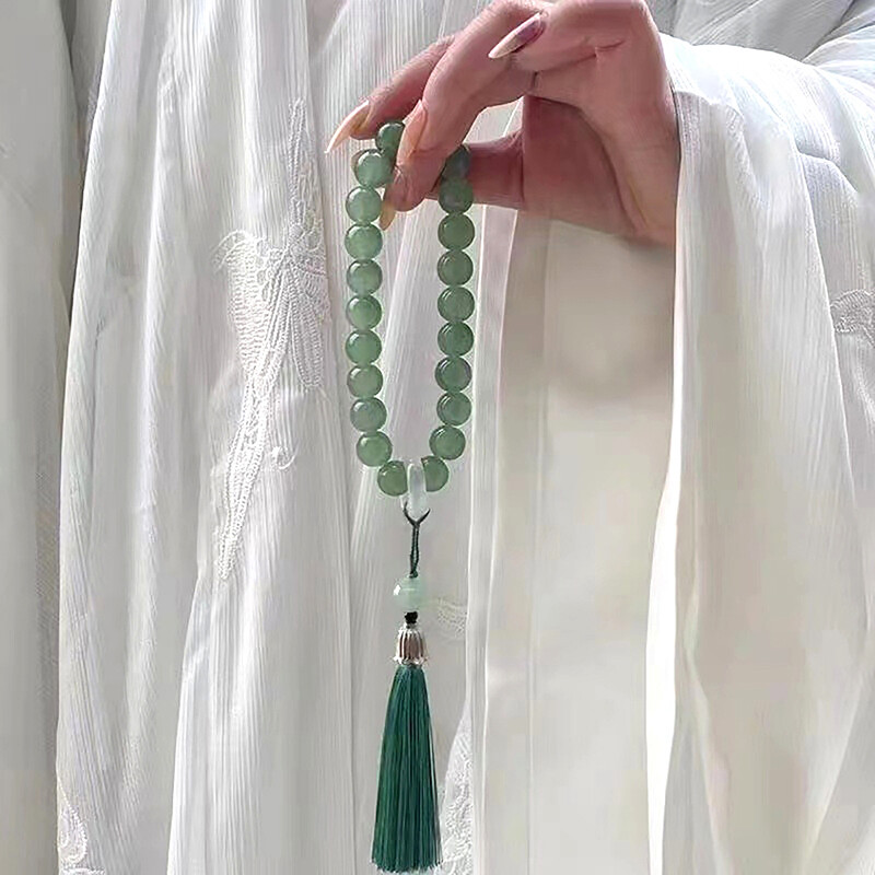 Tassel Bracelet with Beaded Buddhist Rosary Pendant Chain Jewelry Gia5