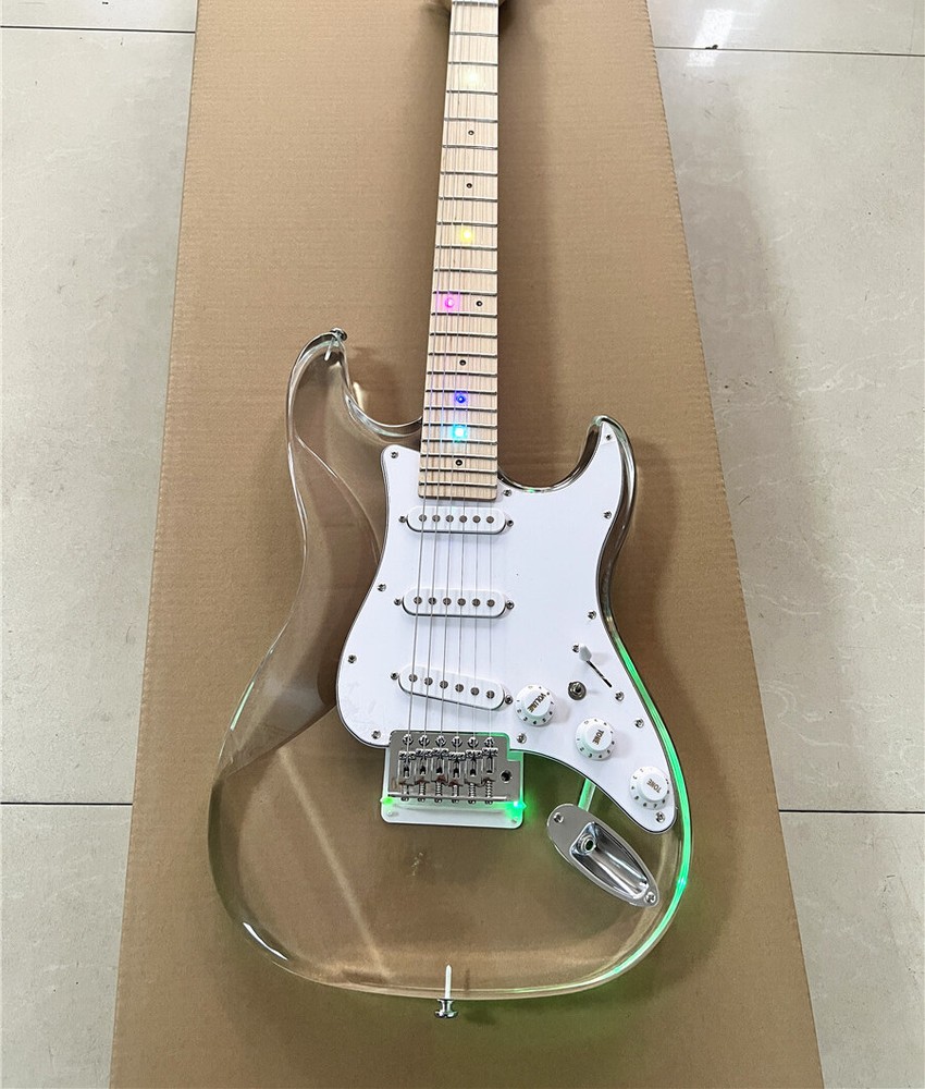 High Quality Classic Acrylic Clear Plexiglas Crystal 6-string Electric Guitar