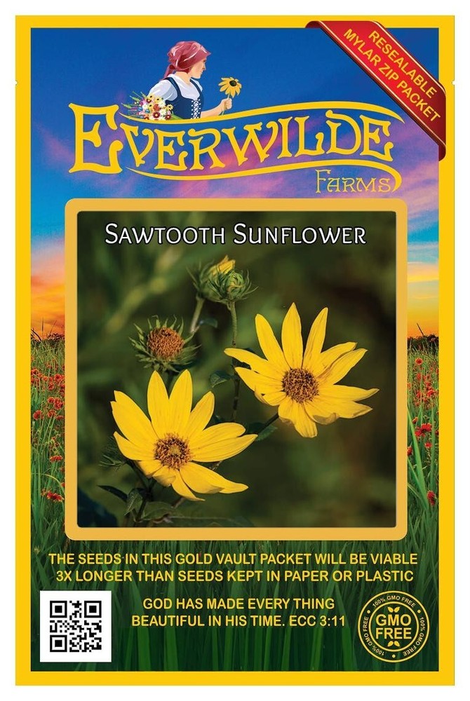 150 Sawtooth Sunflower Wildflower Seeds - Everwilde Farms Mylar Seed Packet