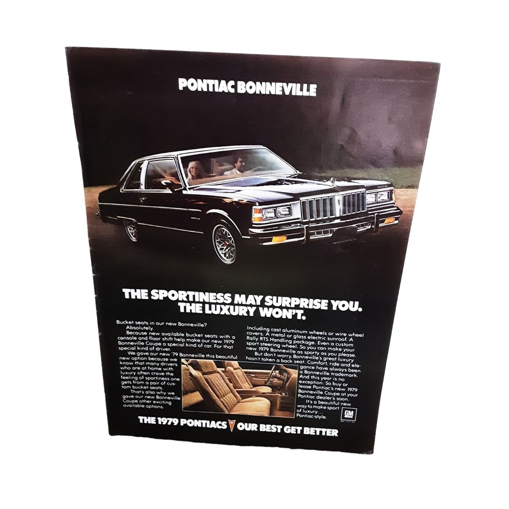 1979 Pontiac Bonneville Car Original Vintage Print Ad 70s
