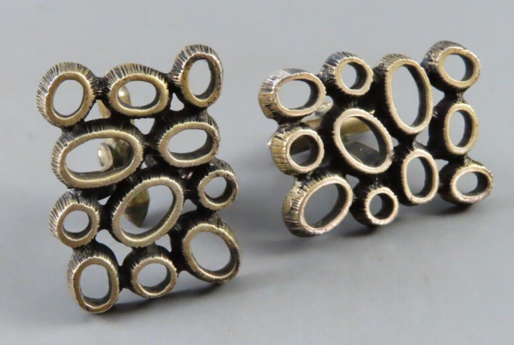 VTG DB DOLAN BULLOCK Sterling Silver Cufflinks UNIQUE OVALS CUT OUT Modern Art