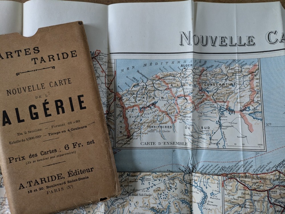 Cartes Tirade, Vintage French Map of Algeria. c1950s. Large Paper Map. Africa