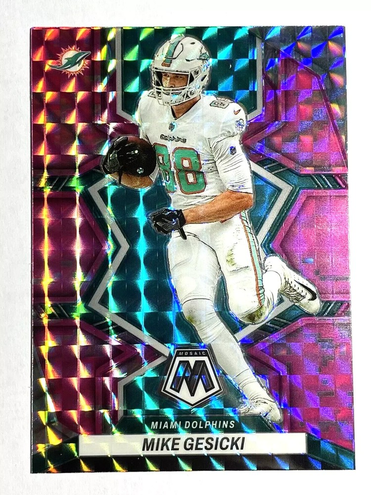MIKE GESICKI Dolphins 2022 Panini Mosaic PINK CAMO PRIZM PARALLEL Card #123