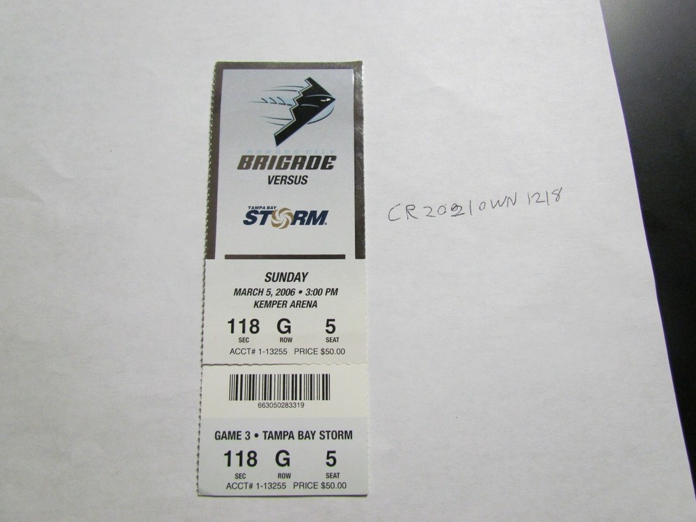 March 5, 2006 Brigade vs Storm  Ticket Stub 2