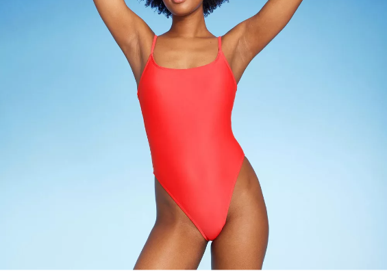 Women's Wild Fable High Leg Cheeky Scoop Back One Piece Swimsuit Red Size XL