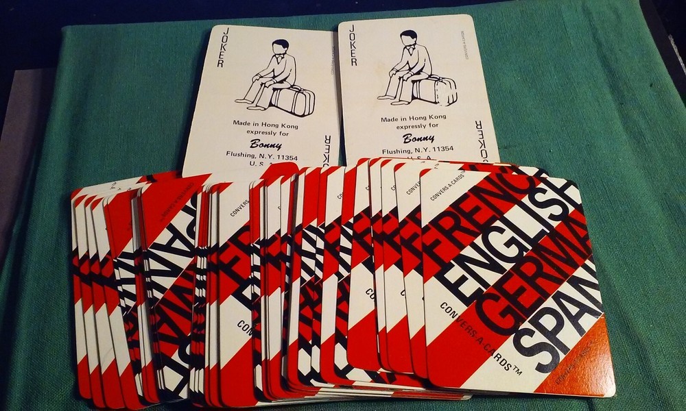 Convers-A-Cards - Learn French German and Spanish while playing cards & Case