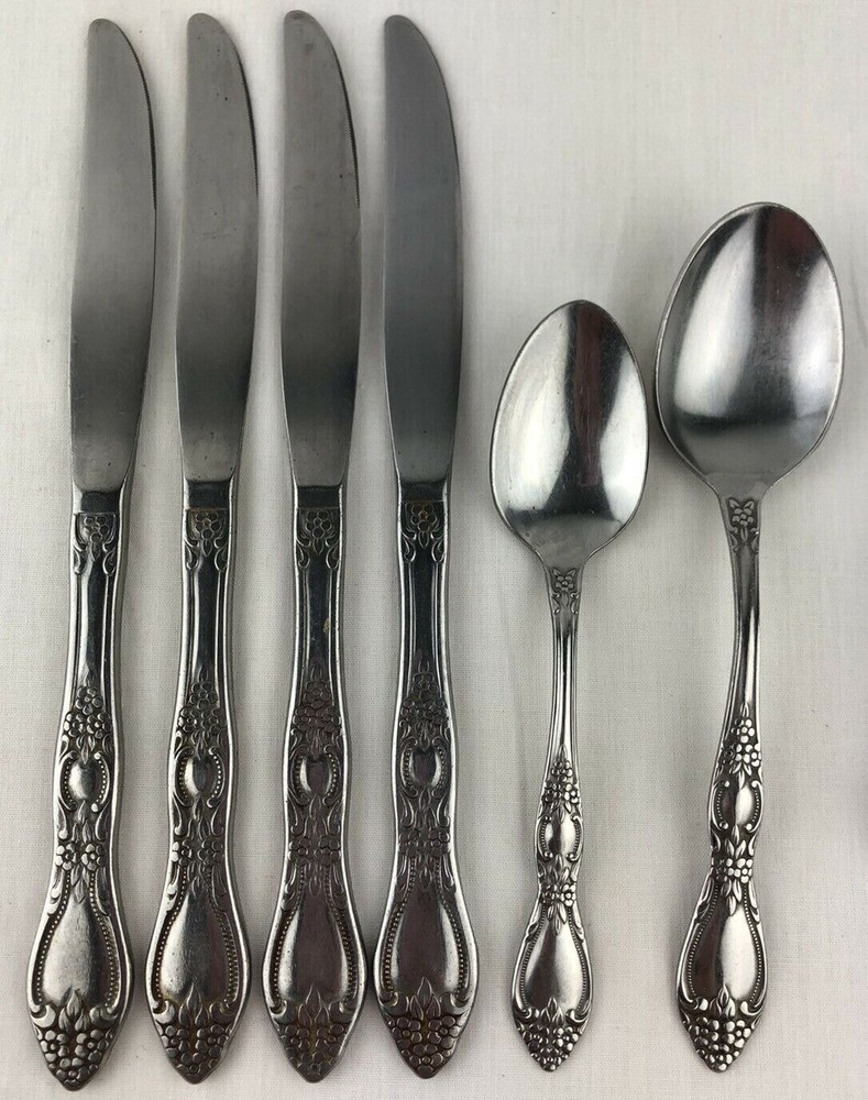 6 Pieces Wm A Rogers Deluxe Stainless Oneida HUNTINGTON Flatware Mixed Lot
