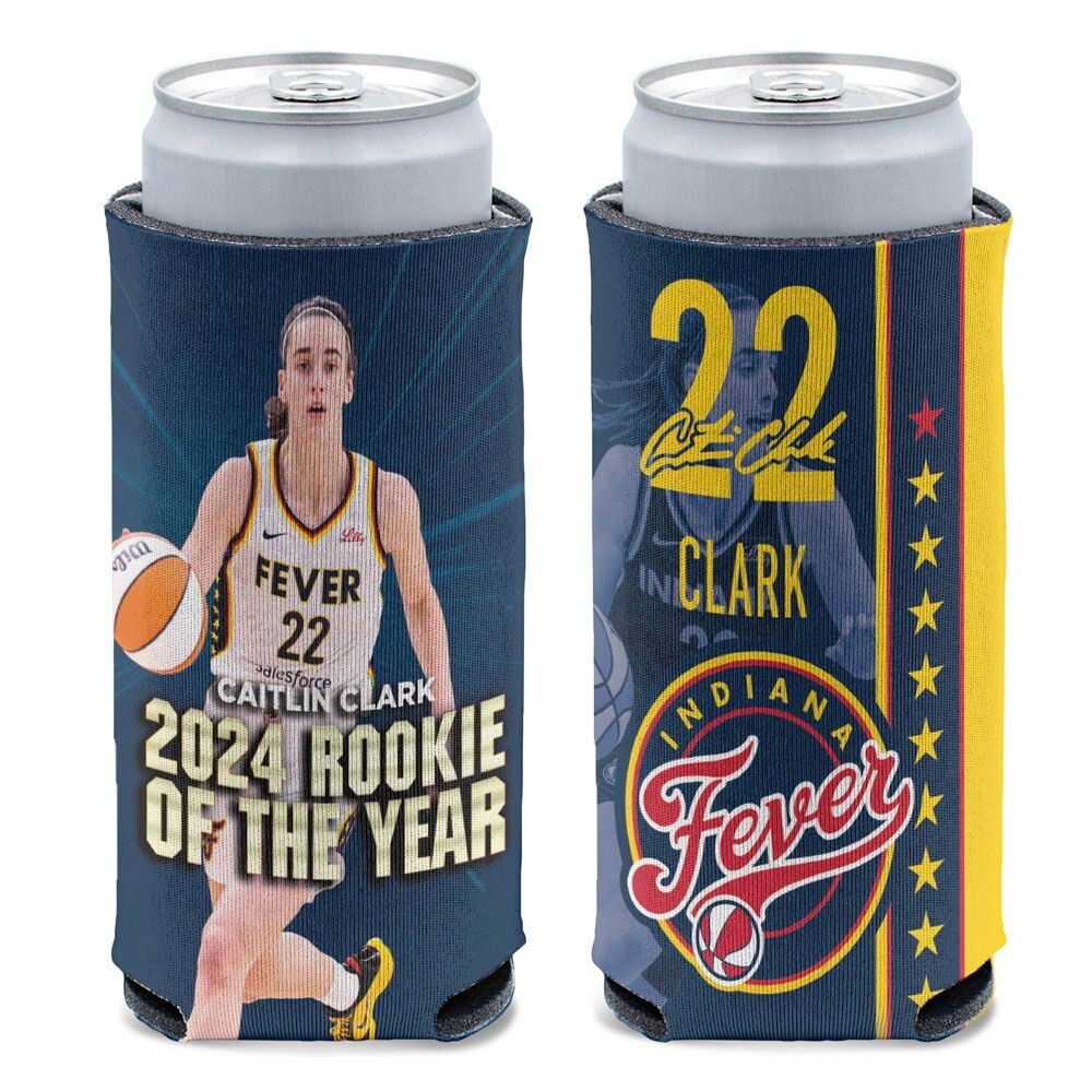 Caitlin Clark Indiana Fever Rookie of Year 12oz DS Slim Koozie New Iowa Hawkeyes