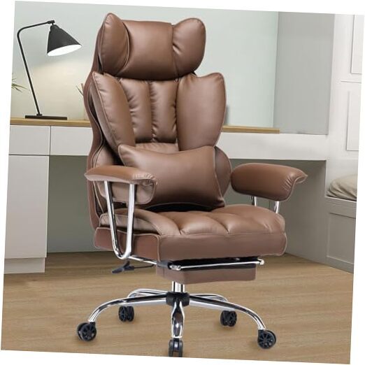 Desk Office Chair 400LBS, Big and Tall Office Chair, PU Leather Computer