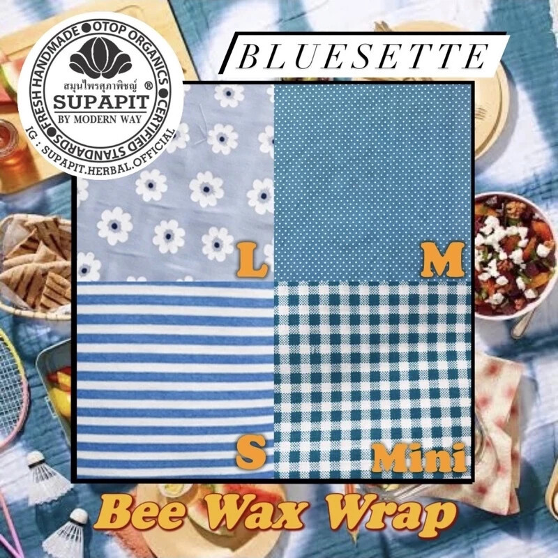 Bee's Wrap Organic Reusable Coconut Oil-Infused Beeswax Food Wraps (Bluesette)