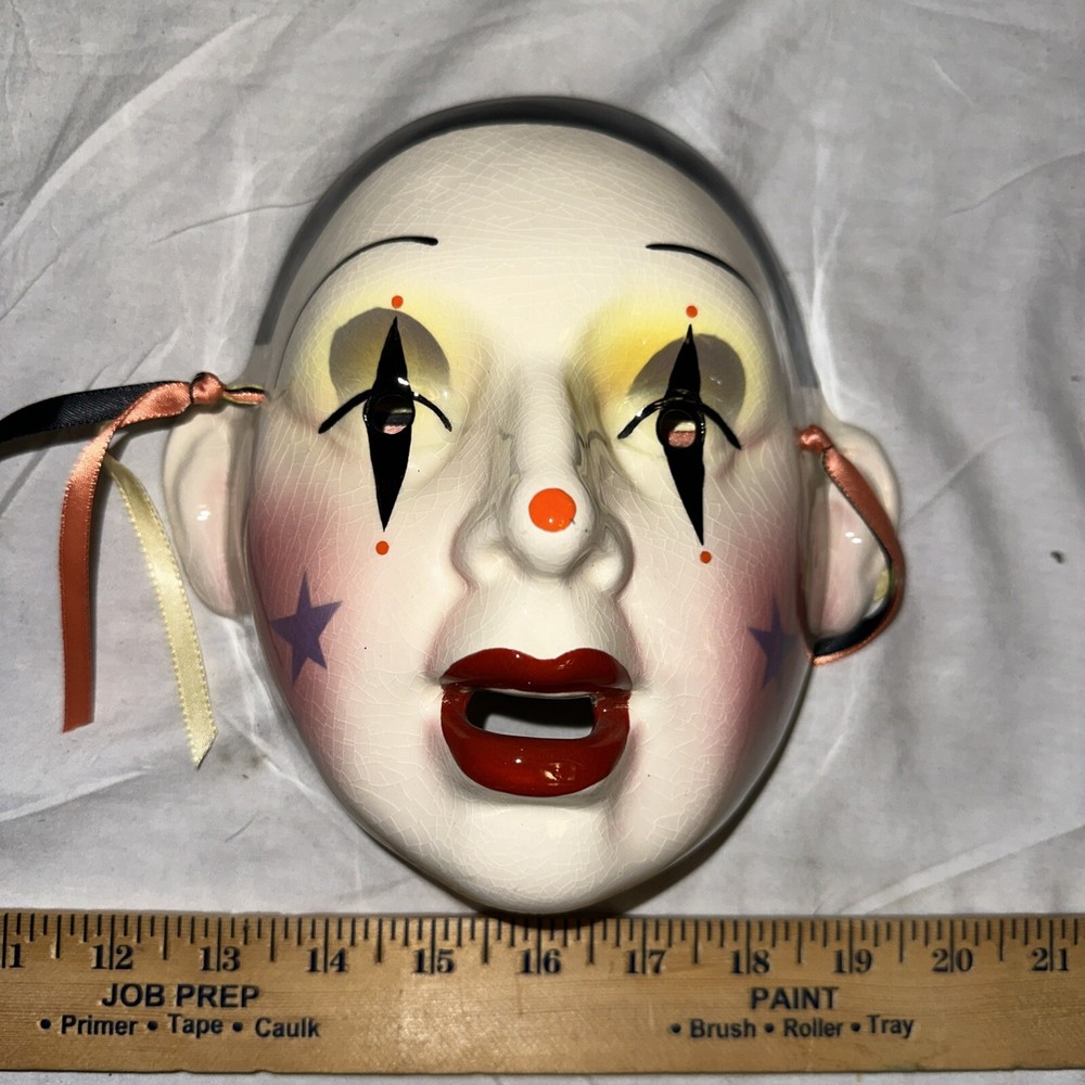 About Face Vintage wall hang decor Beautiful Ceramic Clown Mask CL-image
