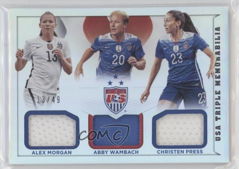 2015 USA Soccer National Team Triple Memorabilia /49 Abby Wambach Christen Press-image