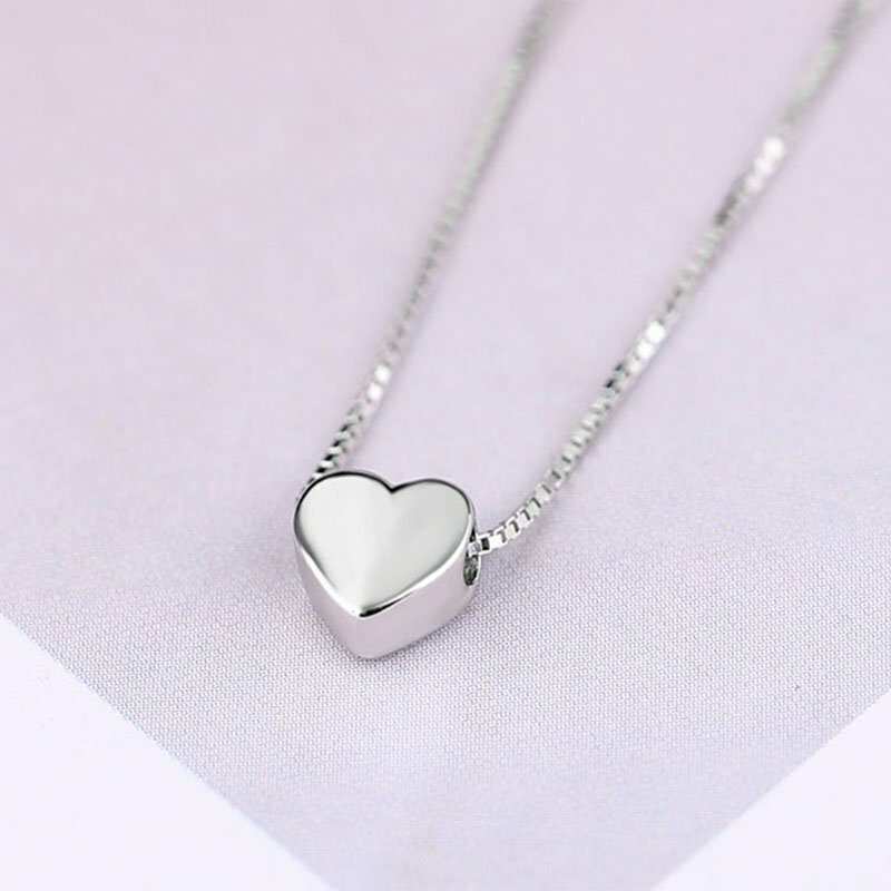 Silver Plated Heart Pendant Necklace for Women Wedding Gift Clavicle Chain Jewelry  