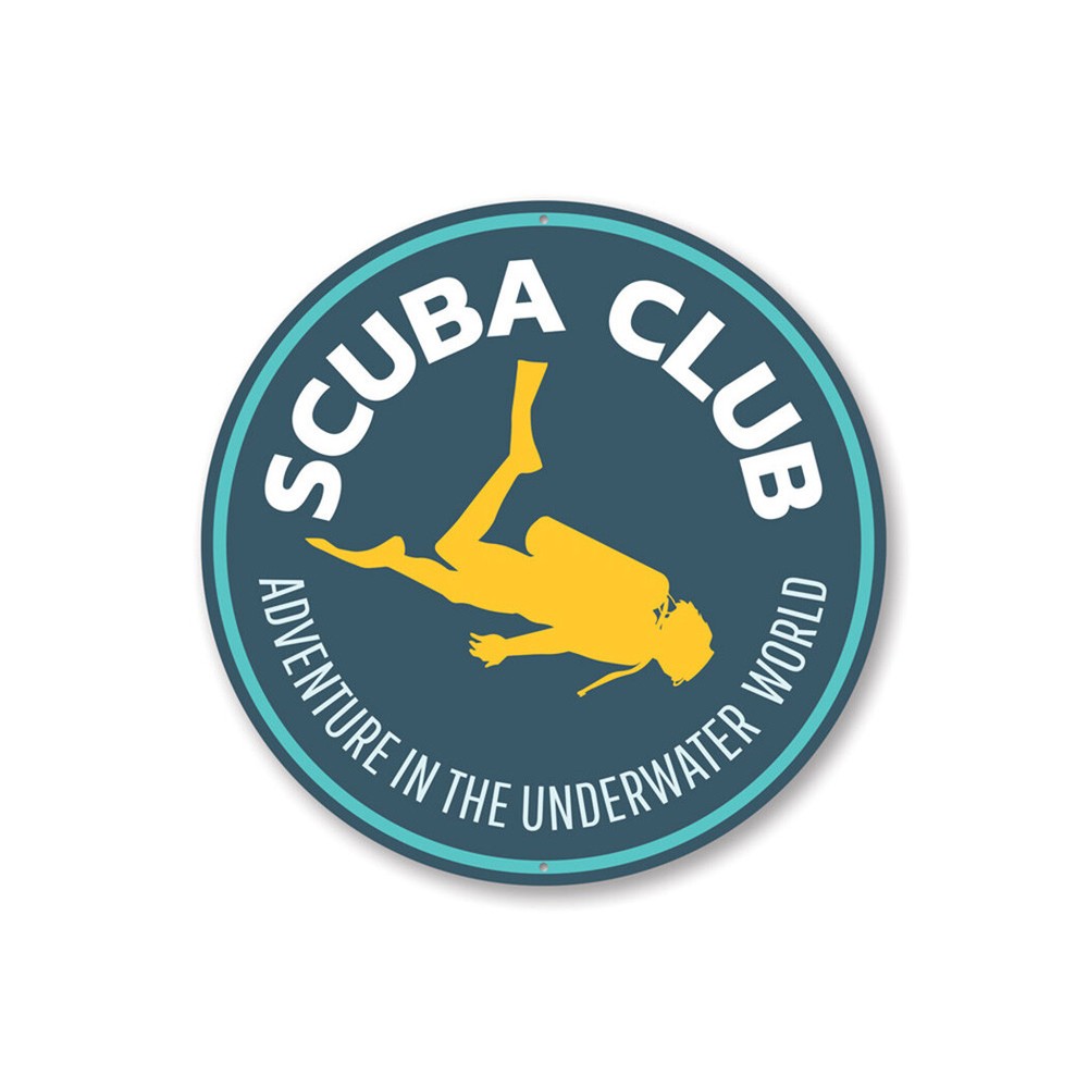 Scuba Club, Adventure in The Underwater World, Scuba-Diver Metal Decor Sign