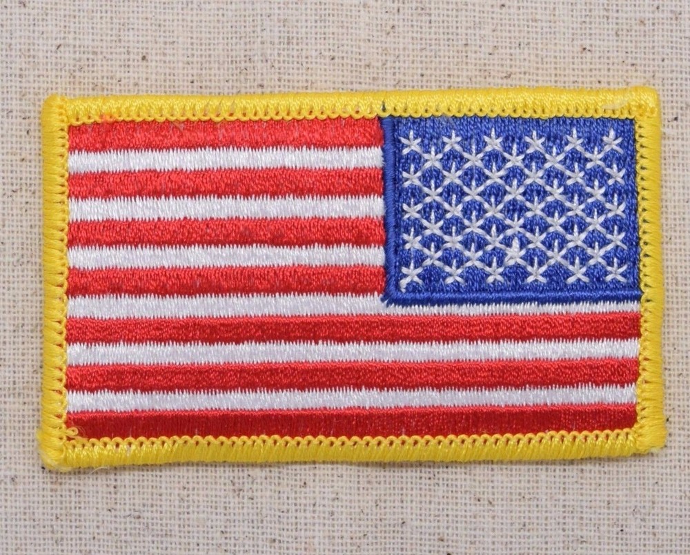 American Flag Stars-Right - Yellow Border/USA Iron on Applique/Embroidered Patch