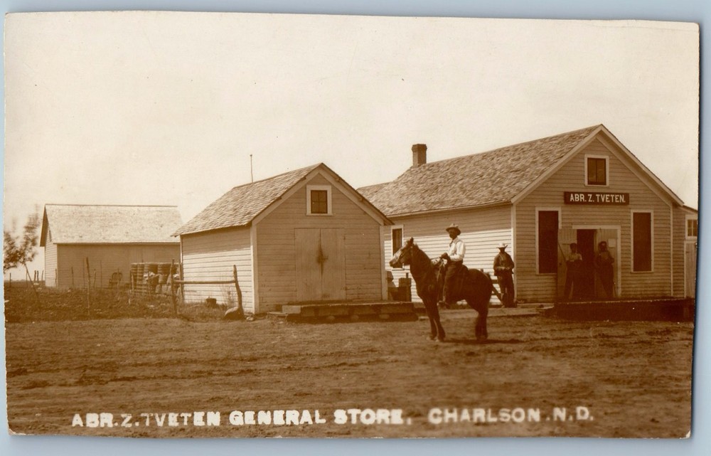 c1910's ABR Z Tveten General Store Charlson North Dakota ND RPPC Photo Postcard-image