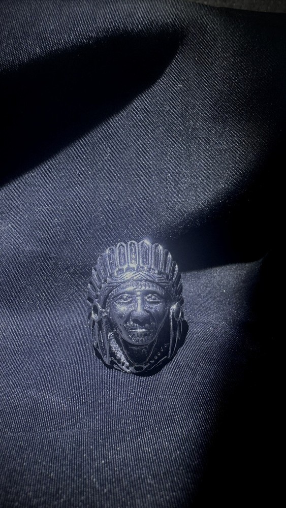 LINSION Indian Chief Ring Mens Cupronickel Biker Rock Punk Ring  US 7-15