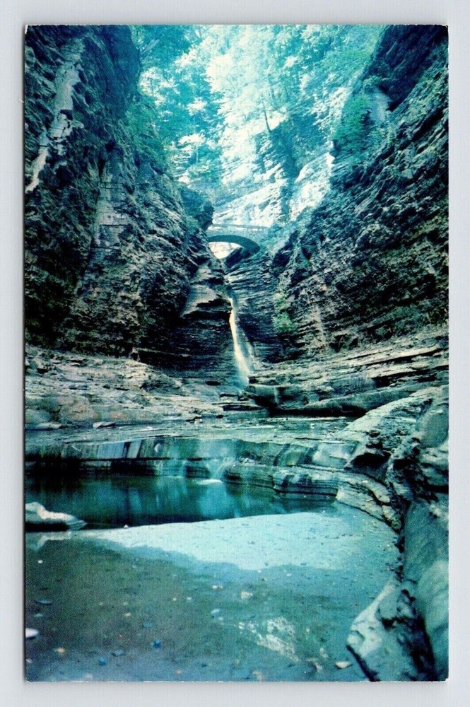 Watkins Glen New York Central Cascade Scenic Landmark Chrome UNP Postcard