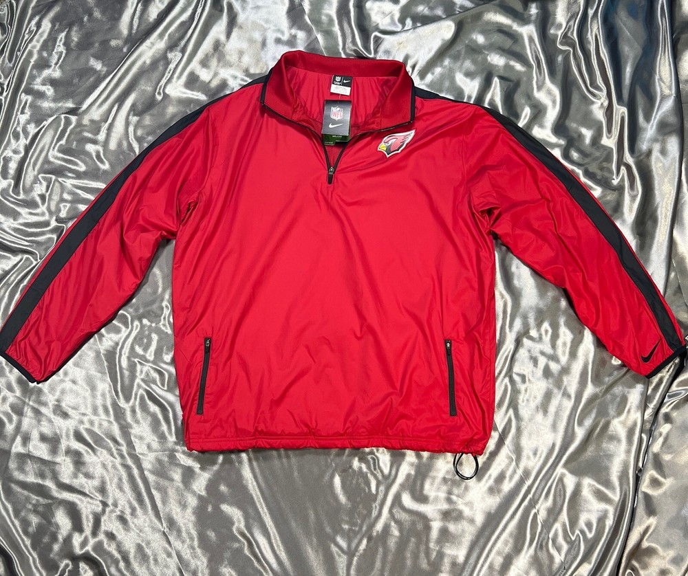 Nike On Field Mens L Jacket Arizona Cardinals NFL Red Sideline 1/4 Zip Pullover