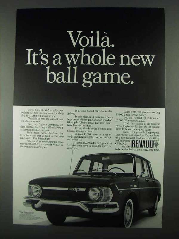 1967 Renault 10 Car Ad - Voila Whole New Ball Game