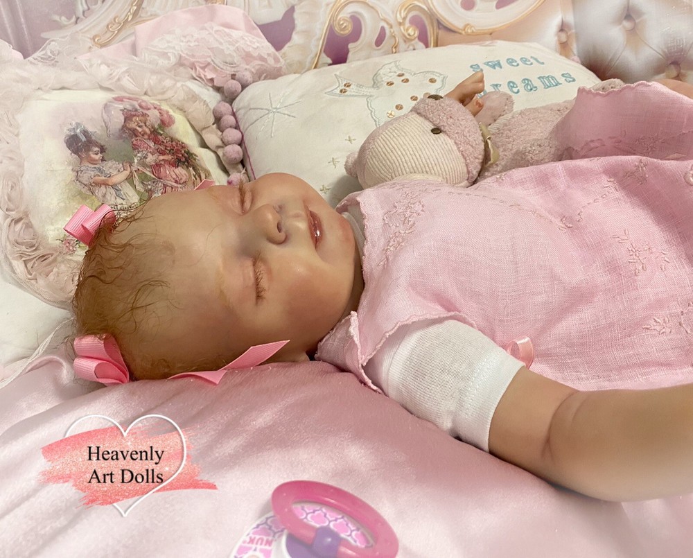 Abigail  21” Reborn Baby Girl Doll Newborn Baby Hand painted Ooak Lifelike 3/4-image