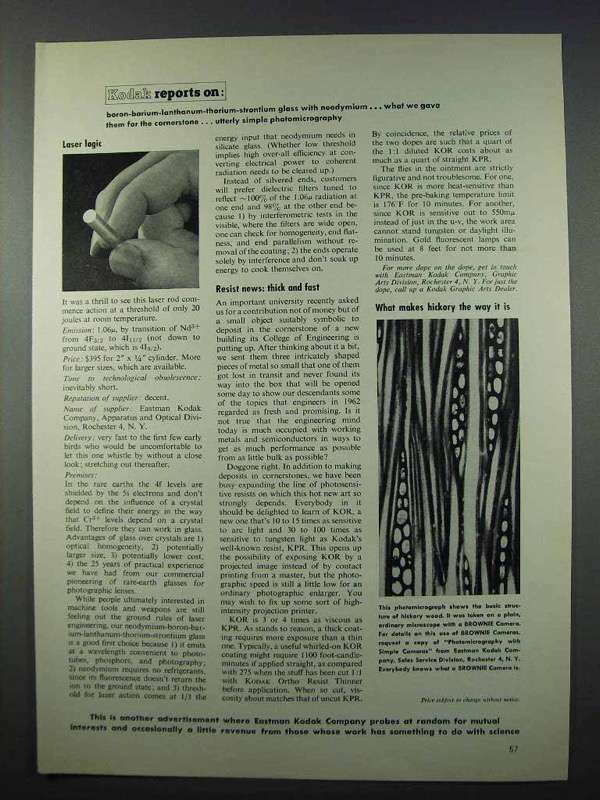 Explore the Art of 1962 Kodak Photomicrography in Vintage Photography Ad