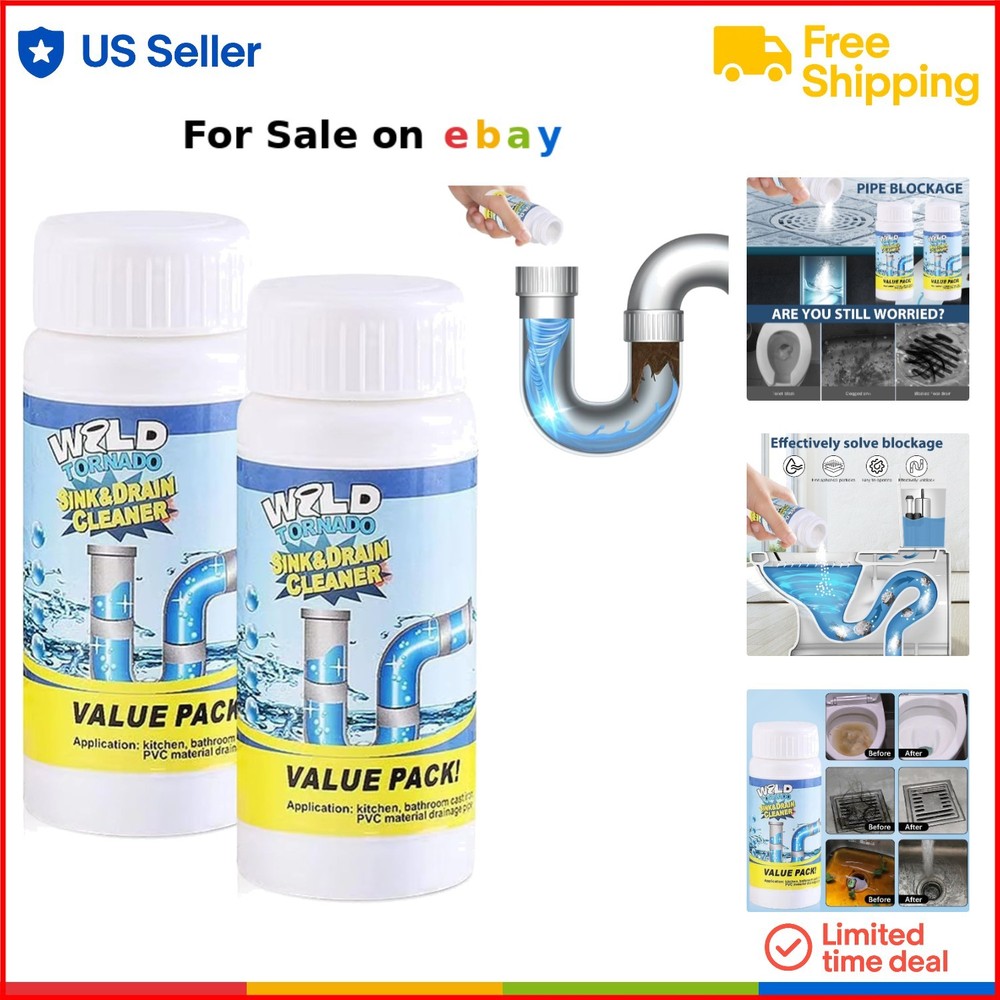 Drain Cleaner Powder Wild Tornado Pipe Dredge Kitchen Toilet Pipeline Quick C...