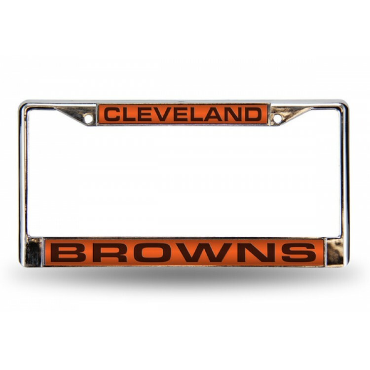 cleveland browns nfl football logo laser chrome license plate frame usa made