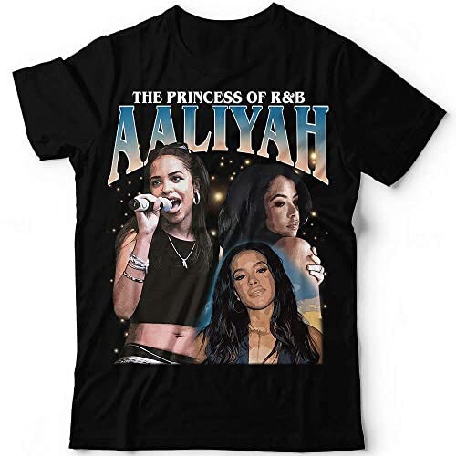 Aaliyah Collage T-shirt Black Cotton Tee All Sizes S to 5XL XZ77-image