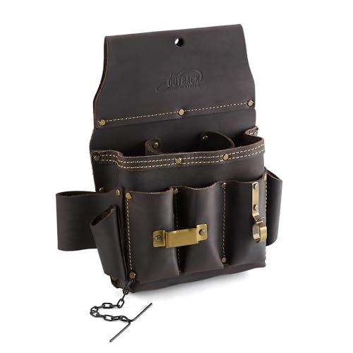 Tools Top Grain Leather Electrician Tool Pouch with Contrast Stitching, Rivet...