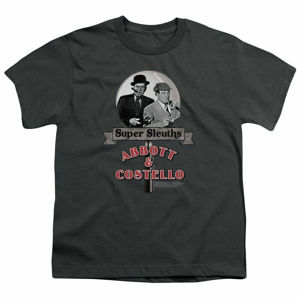 Abbott & Costello Super Sleuths Kids Youth T Shirt Licensed Comedy Tee Charcoal-image