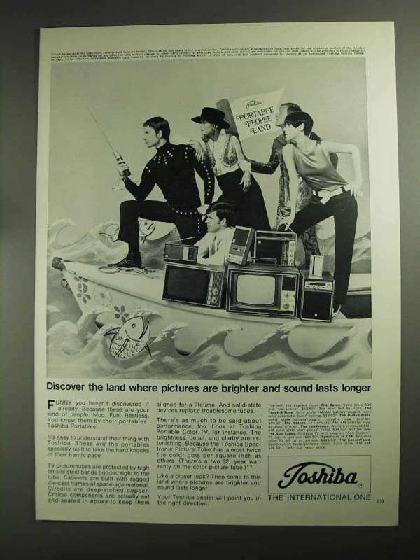 1968 Toshiba Ad - Baton Transceiver; Sun Valley TV +